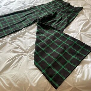 Alice + Olivia Black and Green Plaid Pants